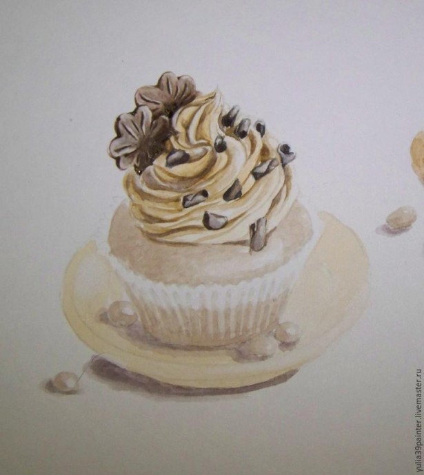 Рисуем капкейки акварелью: часть 2