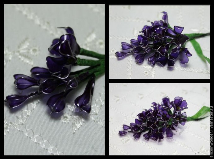 Заколка "Сирень" в технике витраль: часть 2