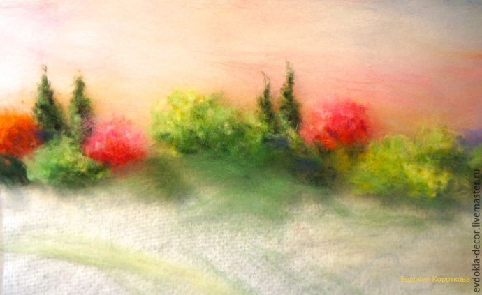 Создаем картину "Красочный пейзаж" в технике шерстяной акварели