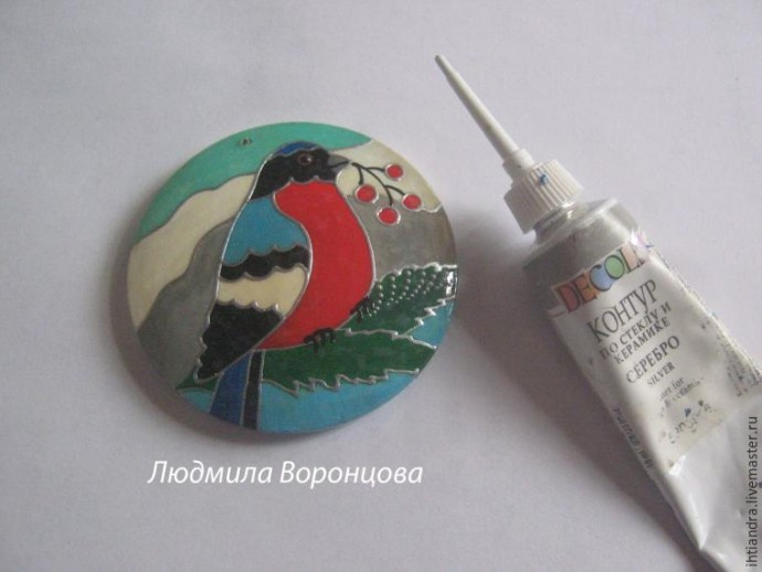 Создание кулона с росписью "Снегирь": часть 2