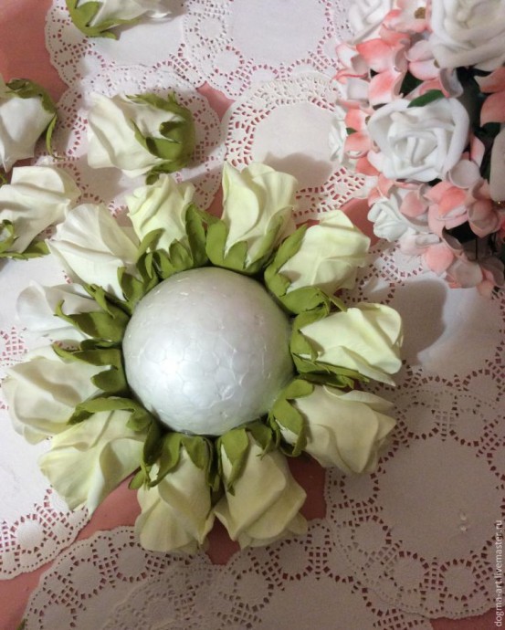 Создаем закрытые розы из фоамирана для свадебного букета: часть 2