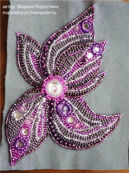 Вышиваем бисером колье с цветком: часть 2