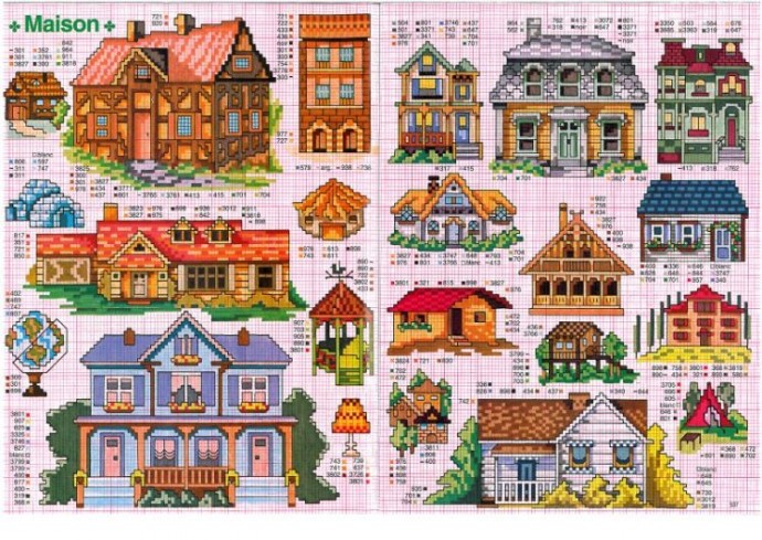 ​Вышиваем милые домики: часть 2