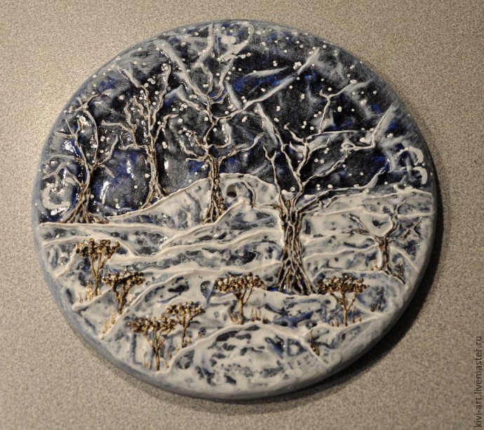 ​Мастер-класс по декорированию часов "Синяя зима": часть 2