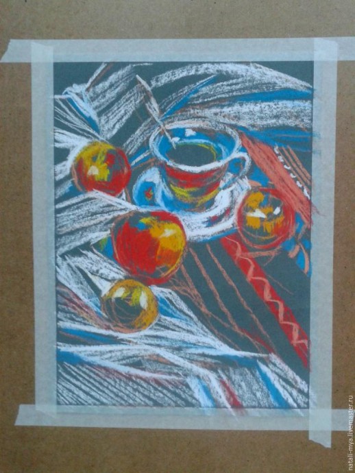 Рисуем натюрморт с яблоками: используем пастель на наждачной бумаге Рисуем натюрморт с яблоками: используем пастель на наждачной бумаге