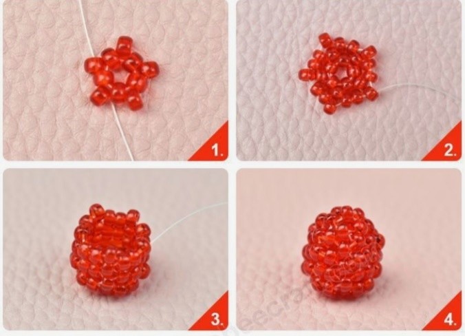 ​Ягода малины из бисера