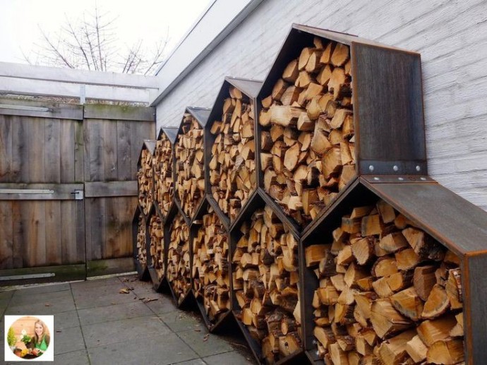 Красивое хранение дров для камина
