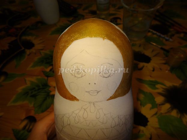 Роспись деревянной матрёшки: часть 1