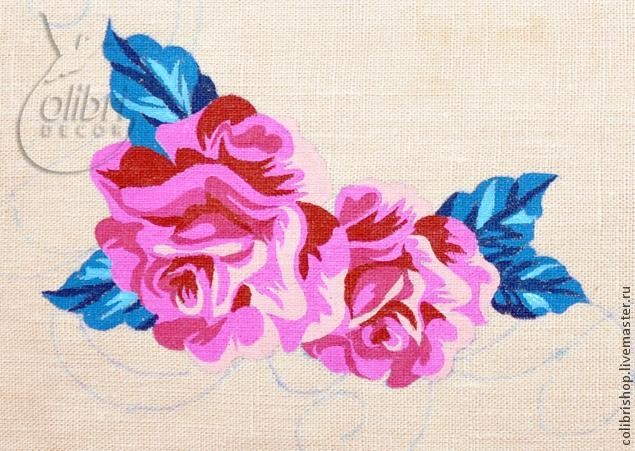 Роспись салфетки "Роза"