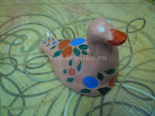 ​Шкатулочка из глины в виде утёнка: часть 3