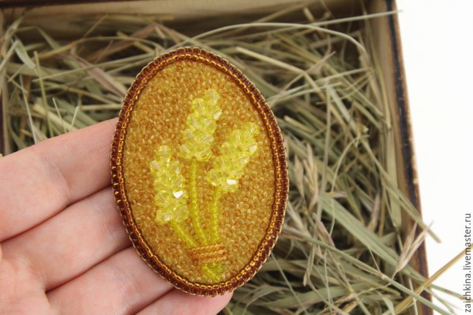 ​Вышиваем бисером брошь "Колоски": часть 4