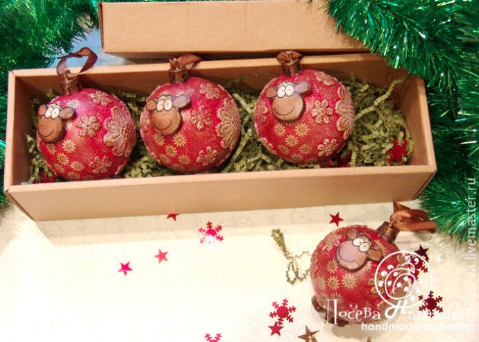 Декорируем елочную игрушку "Барашка-Ромашка" в технике объемного декупажа: часть 2