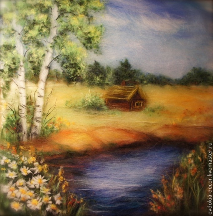 Прекрасные картины из шерсти или шерстяная акварель