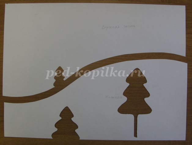 ​Коллаж из пряжи и ткани на тему "Зима": часть 1