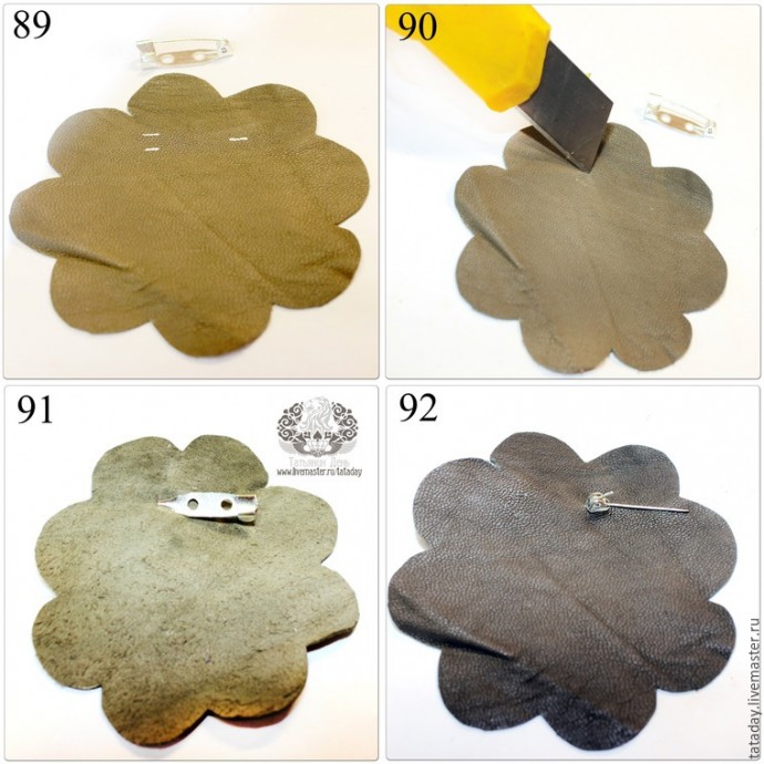 ​Делаем брошь из кожи "Прекрасный букет" с нарциссом и гиацинтом: часть 4