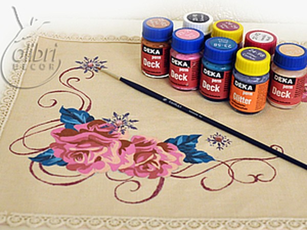 Роспись салфетки "Роза"