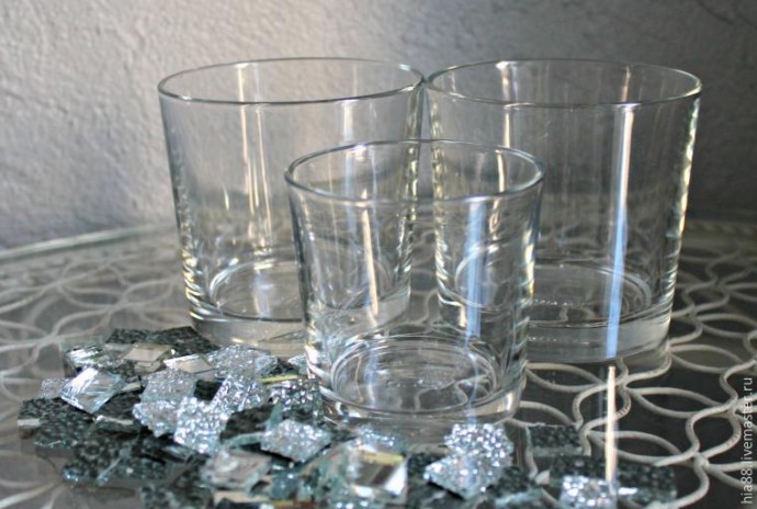 ​Декорируем стеклянные подсвечники мозаикой: часть 1