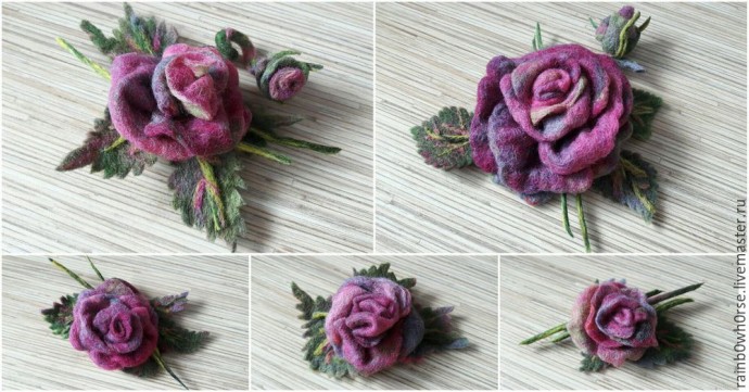 Создаем розочку из шерсти