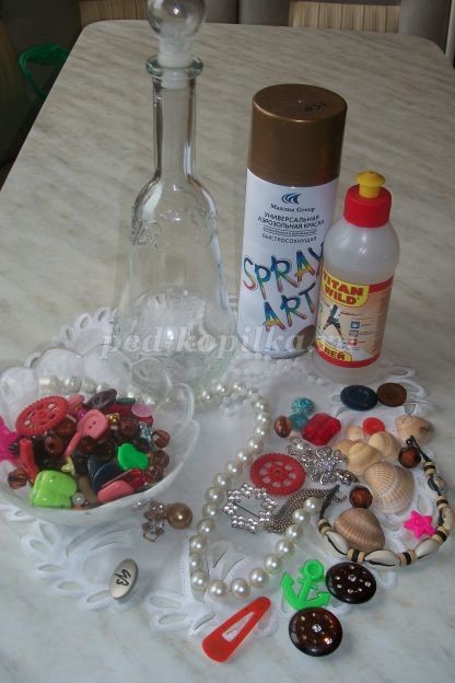 Декорирование стеклянной бутылки