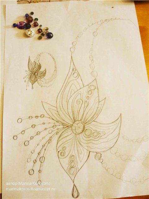 Вышиваем бисером колье с цветком: часть 1