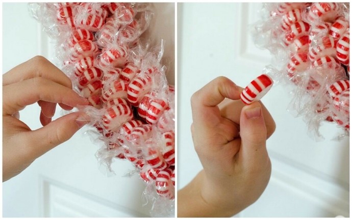 Новогодний венок из конфет