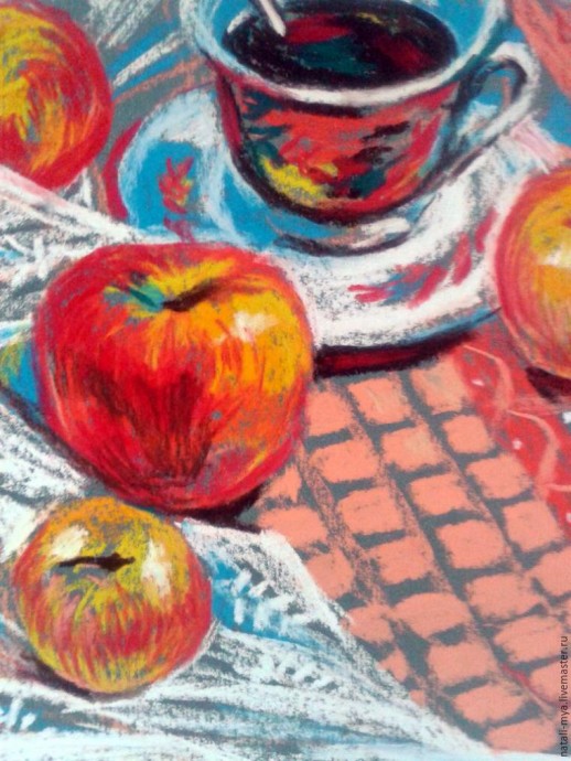 Рисуем натюрморт с яблоками: используем пастель на наждачной бумаге Рисуем натюрморт с яблоками: используем пастель на наждачной бумаге