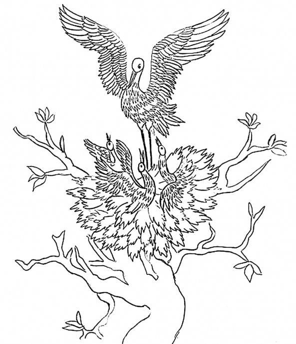 Панно из соломки "Прекрасный аист": часть 1