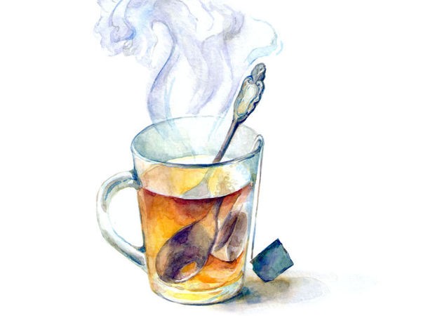 Рисуем акварелью: чашка горячего чая