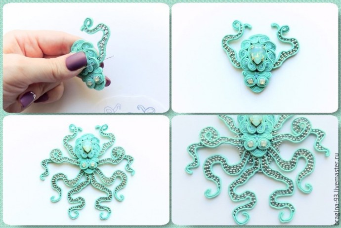 ​Создаем брошь в виде осьминога: часть 3