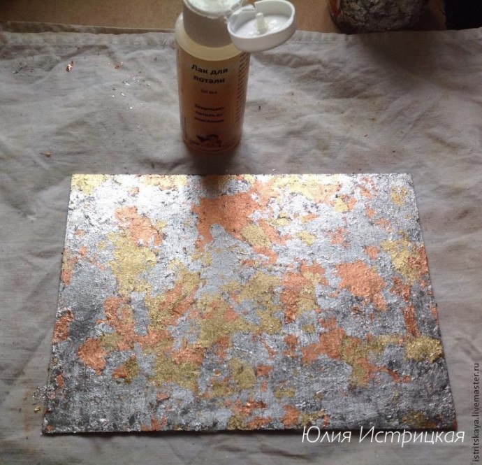 ​Создаем старинный зеркальный витраж: вживляем в стекло и работаем с поталью в хлопьях: часть 3