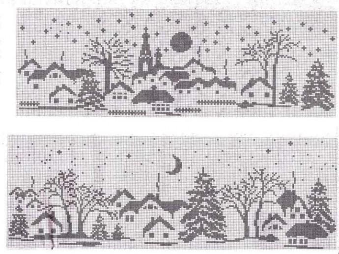 Вышиваем зимние пейзажи: часть 7