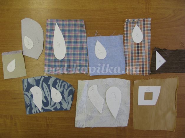 ​Коллаж из пряжи и ткани на тему "Зима": часть 1