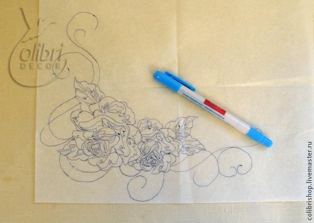 Роспись салфетки "Роза"