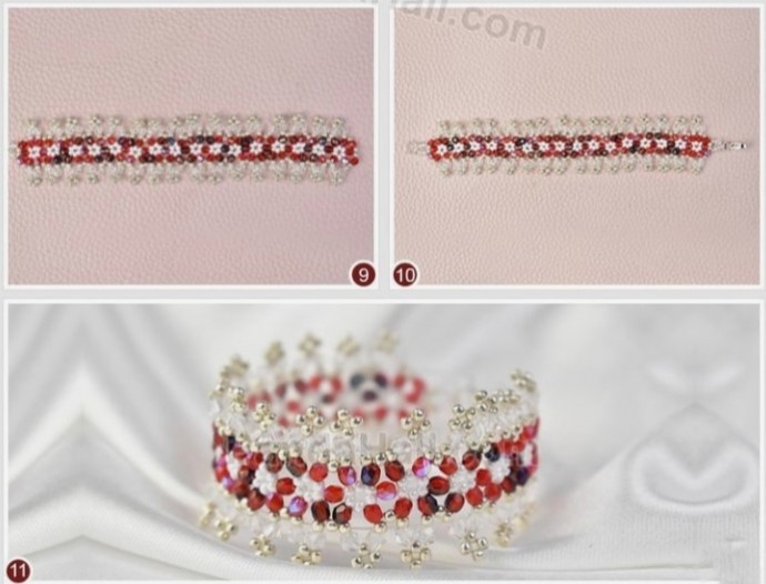 Ажурный браслет из бисера и биконуса