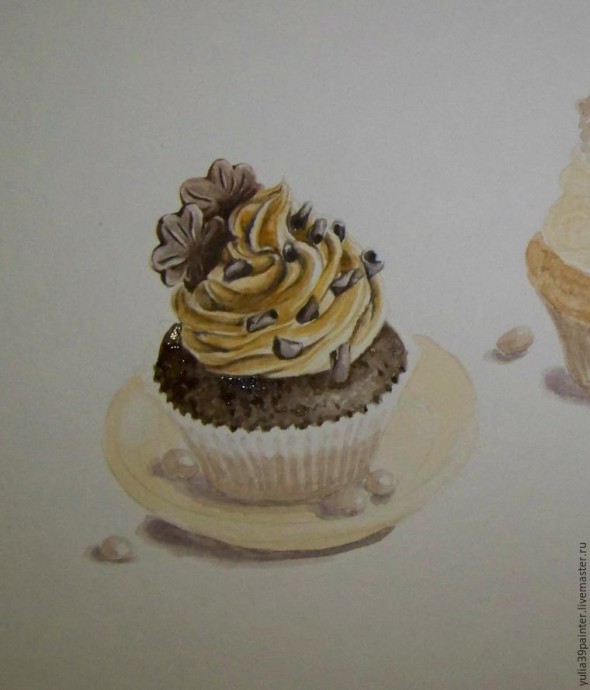 Рисуем капкейки акварелью: часть 2