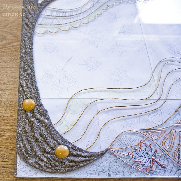 Витражная картина на стекле "Пять стихий осени": часть 1