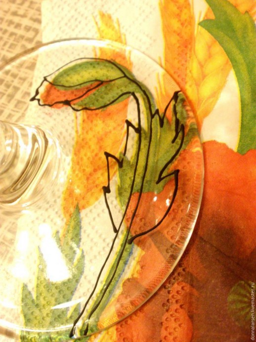 Рисуем маки на бокалах: часть 1