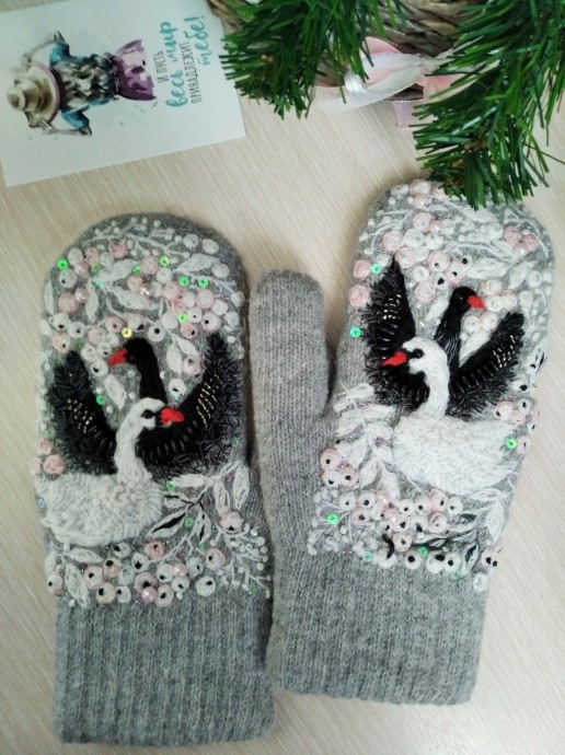 Идеи эксклюзивных варежек с ручной вышивкой