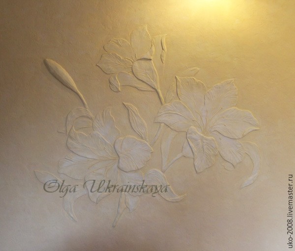 Делаем барельеф с лилиями на стене: часть 3