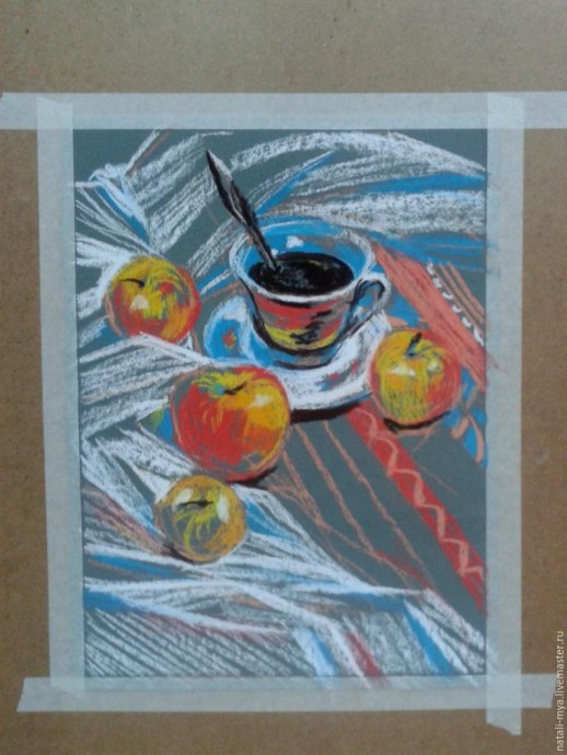 Рисуем натюрморт с яблоками: используем пастель на наждачной бумаге Рисуем натюрморт с яблоками: используем пастель на наждачной бумаге