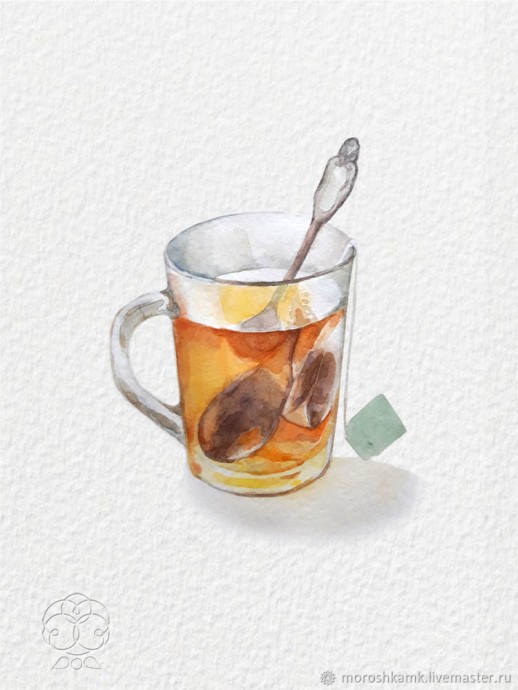 Рисуем акварелью: чашка горячего чая