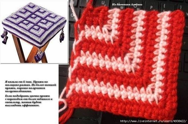 ​Чехол на табурет крючком