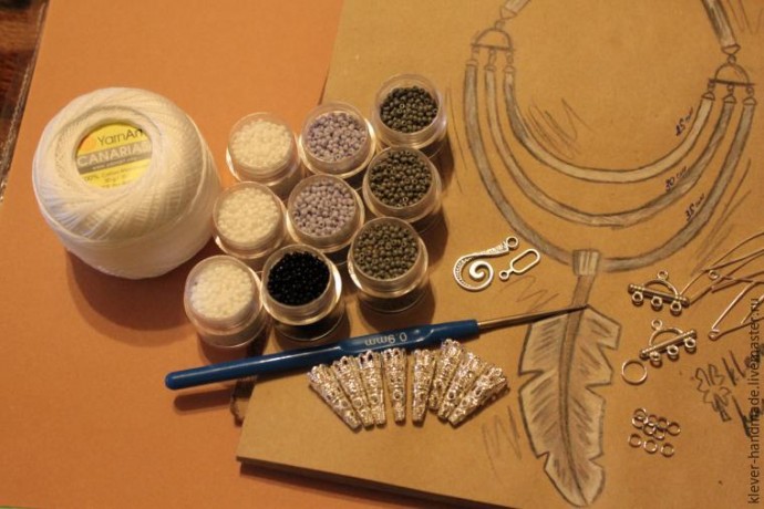 ​Колье "Перо полярной совы"