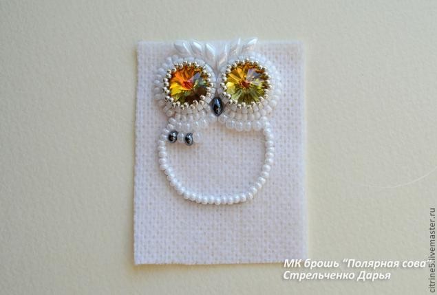 ​Вышиваем полярную сову в виде броши: часть 2