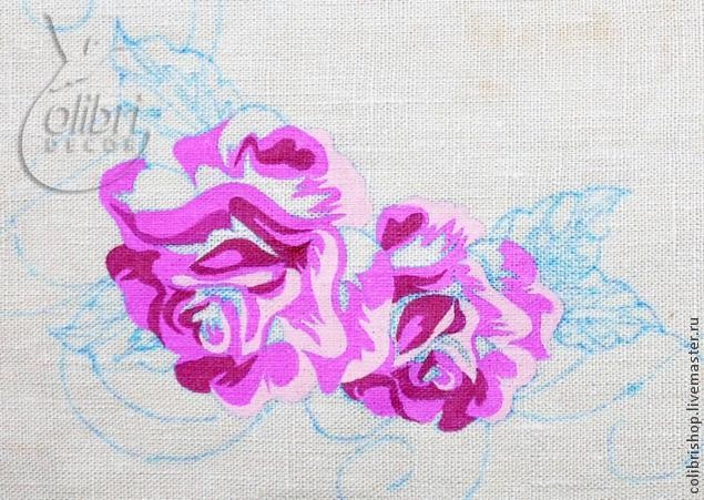 Роспись салфетки "Роза"