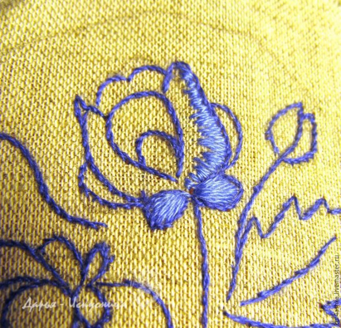 Создаем стилизованную вышитую брошь "Гжель": часть 1