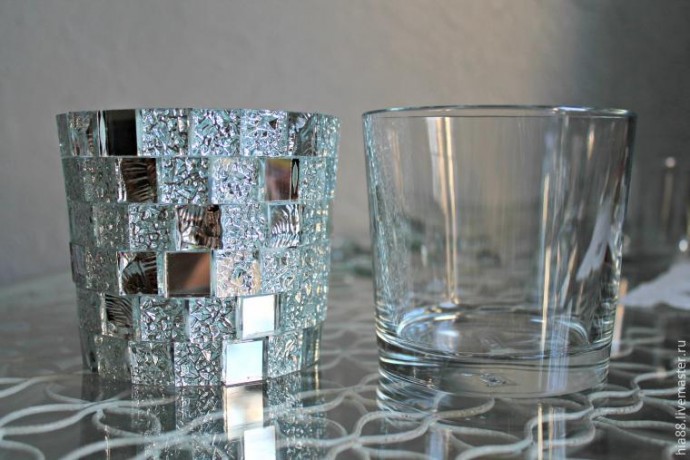 ​Декорируем стеклянные подсвечники мозаикой: часть 2