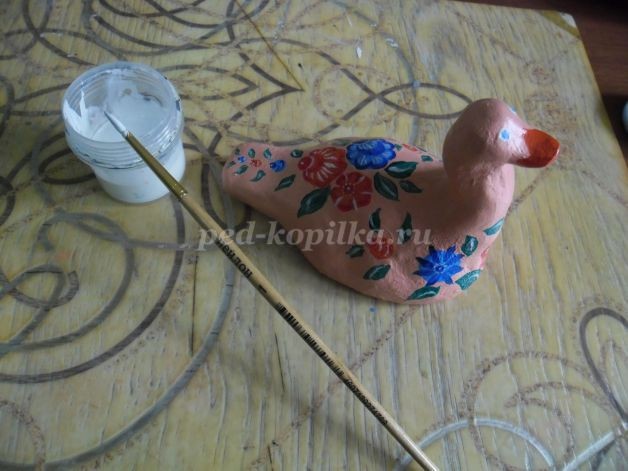 ​Шкатулочка из глины в виде утёнка: часть 4