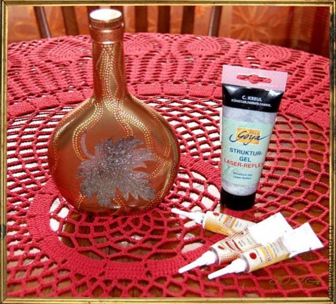 Декорируем стеклянную бутылку "Листопад"