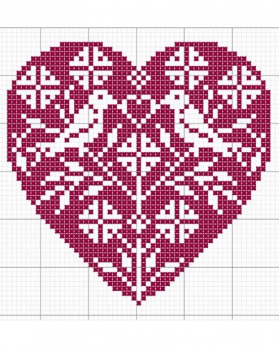 ​Вышиваем сердца крестиком
